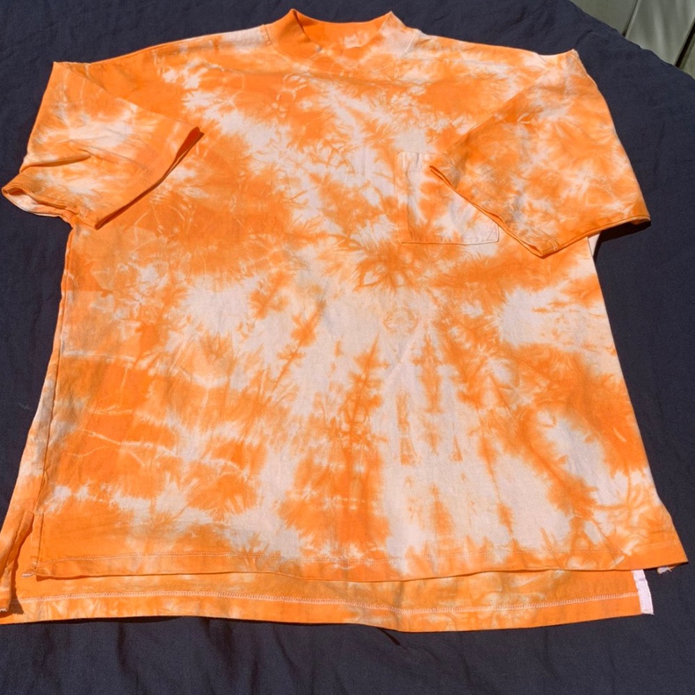 Orange hand dyed tie dye t shirt size L